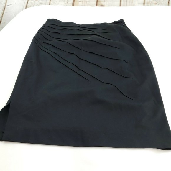 Catherine Malandrino Womens Black Pleated Front Side Slit Pencil Skirt Size 4 - Picture 2 of 14
